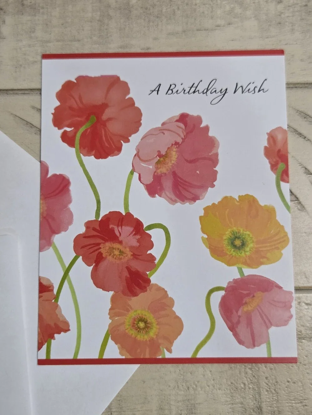 Hallmark Watercolor Poppy Floral Birthday Card with Envelope - 